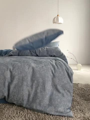 91家纺网 家纺一手货源 找家纺 安莱生活 2023新款A类双层纱全棉锦弈系列四件套 锦弈-深蓝