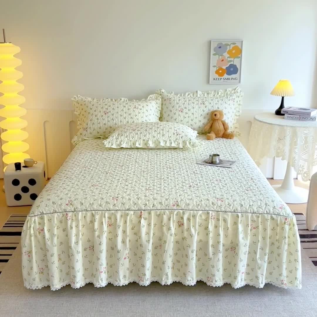 91家纺网 家纺一手货源 找家纺 十个点 2024新款全棉印花床笠式单品床裙-樱桃系列 果香