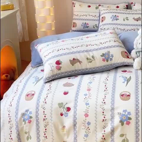 91家纺网 家纺一手货源 找家纺 （总）金丝鸟家纺 2024新款全棉印花加牛奶绒四件套