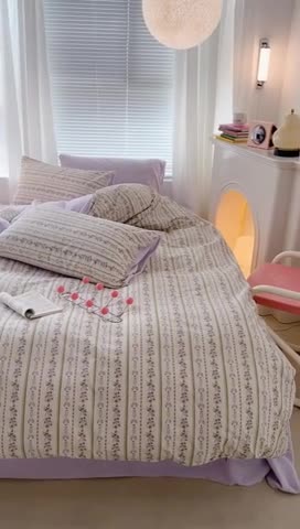 91家纺网 家纺一手货源 找家纺 昔可 2023新款亲肤柔软棉加绒四件套 浪漫柳花