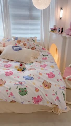 91家纺网 家纺一手货源 找家纺 昔可 2023新款亲肤柔软棉加绒四件套 动物派对