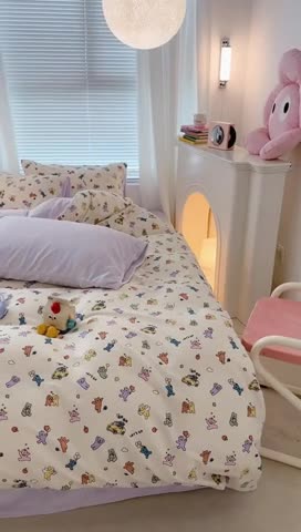 91家纺网 家纺一手货源 找家纺 昔可 2023新款亲肤柔软棉加绒四件套 彩色气球熊