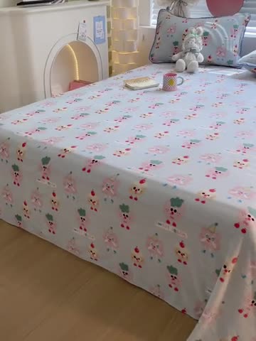 91家纺网 家纺一手货源 找家纺 安哆啦 2024新款高克重小清新牛奶绒单床单 奶酪芝士