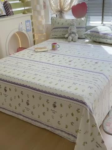 91家纺网 家纺一手货源 找家纺 安哆啦 2024新款高克重小清新牛奶绒单床单 蕾丝兔