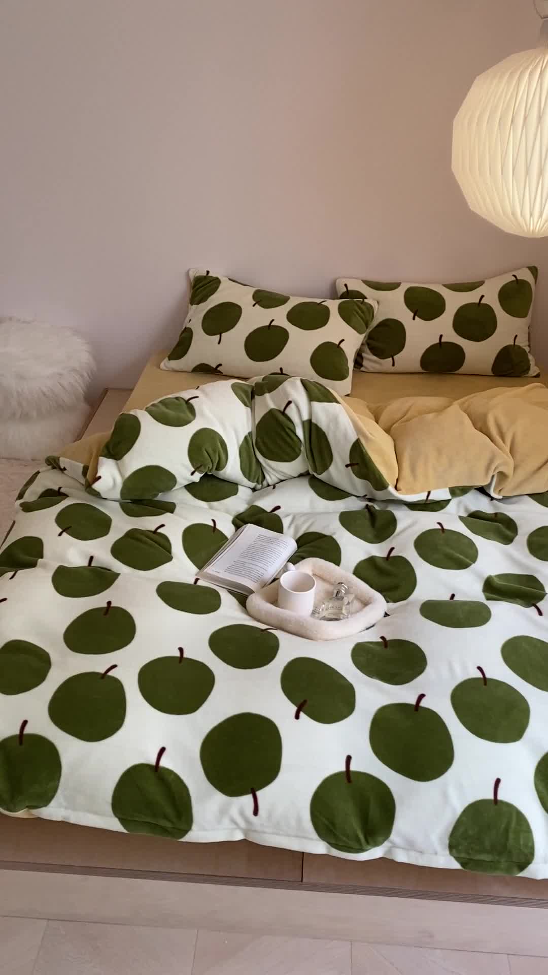 91家纺网 家纺一手货源 找家纺 时光里 2023新款230g半消光印花牛奶绒四件套 INS款-小香梨