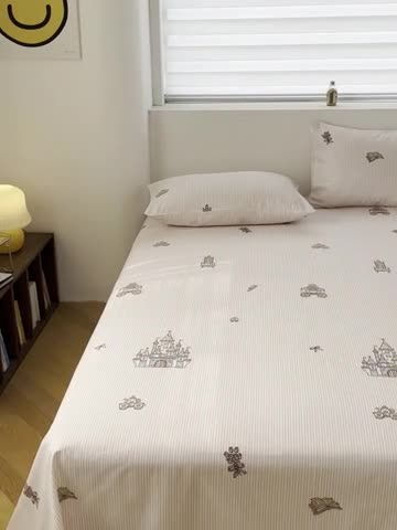 91家纺网 家纺一手货源 找家纺 洋铭区 2023新款全棉单品床单可爱城堡