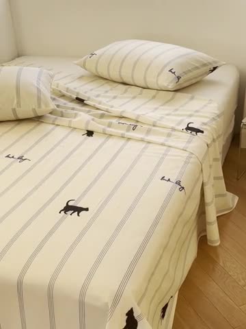 91家纺网 家纺一手货源 找家纺 洋铭区 2023新款全棉单品床单猫猫侠