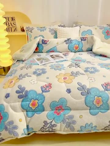 91家纺网 家纺一手货源 找家纺 永耀家纺 2024新款加厚雪花绒被子被芯 夏花