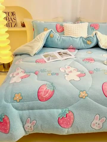 91家纺网 家纺一手货源 找家纺 永耀家纺 2024新款加厚雪花绒被子被芯 小白兔