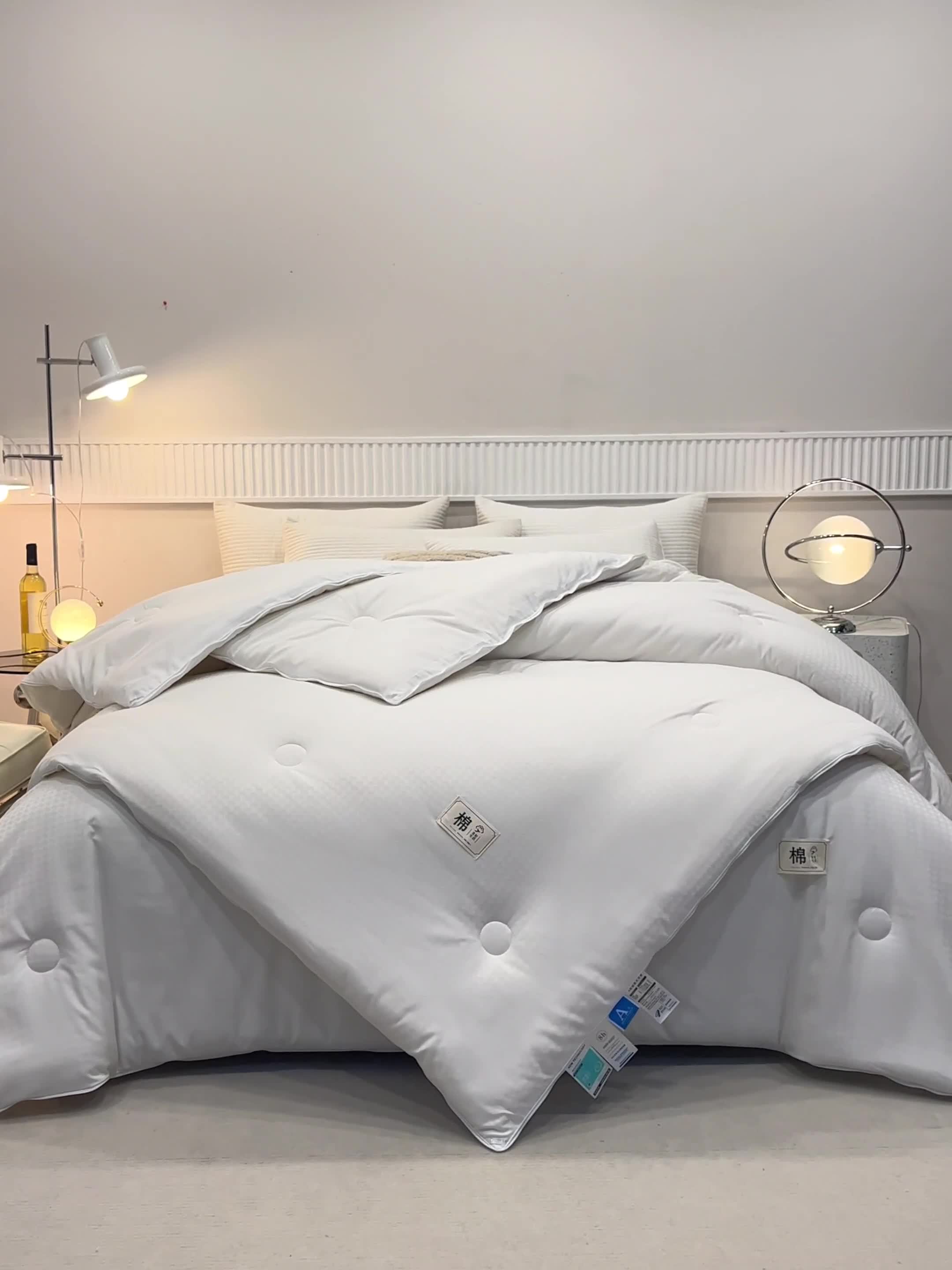 91家纺网 家纺一手货源 找家纺 2025新款原棉双拼提花大豆被二合一拉链款子母被春秋冬被子夏被学生宿舍被褥 子母被本白+奶白色