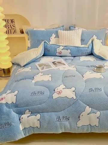 91家纺网 家纺一手货源 找家纺 永耀家纺 2024新款加厚雪花绒被子被芯 月兔