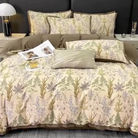 91家纺网 家纺一手货源 找家纺 仟网汇 2023新款纯棉磨毛加厚喷气印花拼角四件套 晨晓