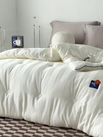 91家纺网 家纺一手货源 找家纺 莱福仕 2023新款A类杜邦防螨抗菌春秋被冬被被子被芯 赫本-玉珠白