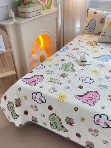 91家纺网 家纺一手货源 找家纺 羽爱 2024新款棉加绒床盖套件 恐龙宝宝