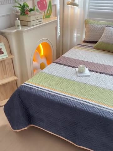 91家纺网 家纺一手货源 找家纺 羽爱 2024新款棉加绒床盖套件 莫兰迪