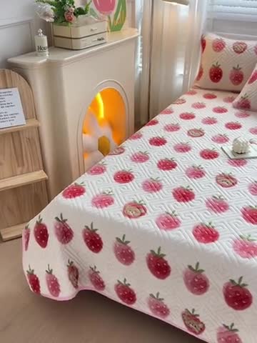 91家纺网 家纺一手货源 找家纺 羽爱 2024新款棉加绒床盖套件 甜甜果