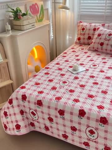 91家纺网 家纺一手货源 找家纺 羽爱 2024新款棉加绒床盖套件 温馨小花