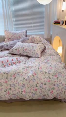 91家纺网 家纺一手货源 找家纺 昔可 2023新款全棉可爱动物卡通印花四件套 梨花小调