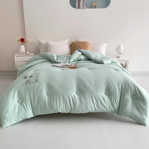 91家纺网 家纺一手货源 找家纺 爱宝被业 2023新款针织棉华夫格被-单被 绿色