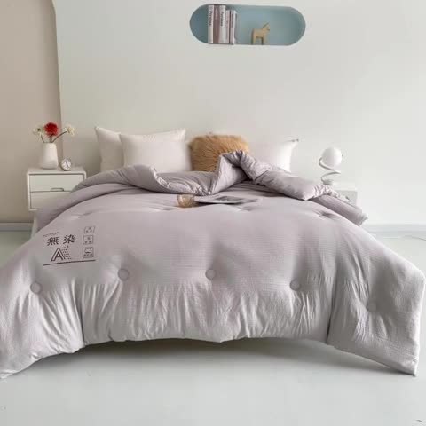 91家纺网 家纺一手货源 找家纺 爱宝被业 2023新款针织棉华夫格被-单被 浅灰