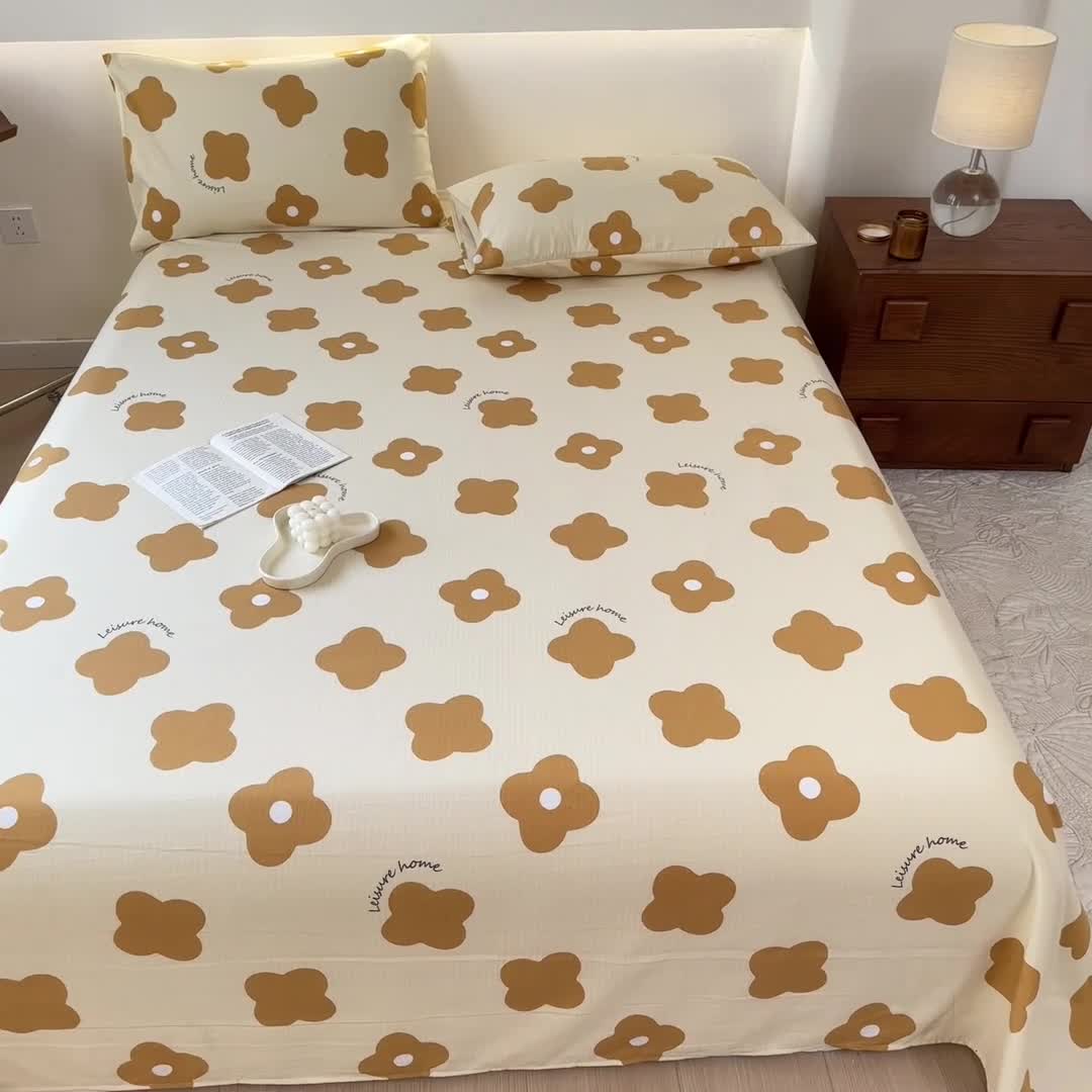 91家纺网 家纺一手货源 找家纺 火星时代 2023新款A类有氧提花小竺棉床单水洗棉粗布床单三件套 觅洛斯