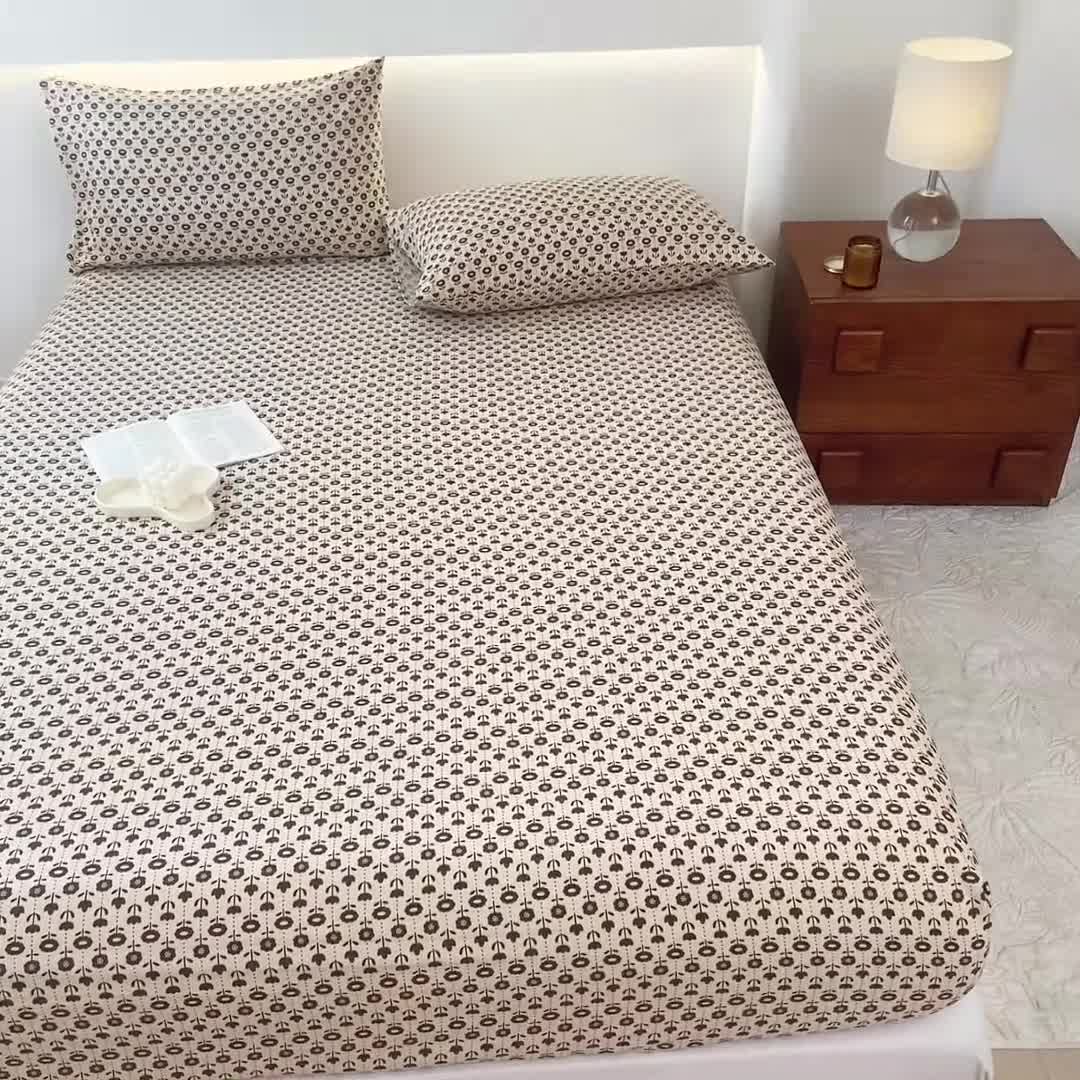 91家纺网 家纺一手货源 找家纺 火星时代 2023新款A类床笠罩棉小竺棉床笠保护套纯色床罩床垫罩床套 热可可