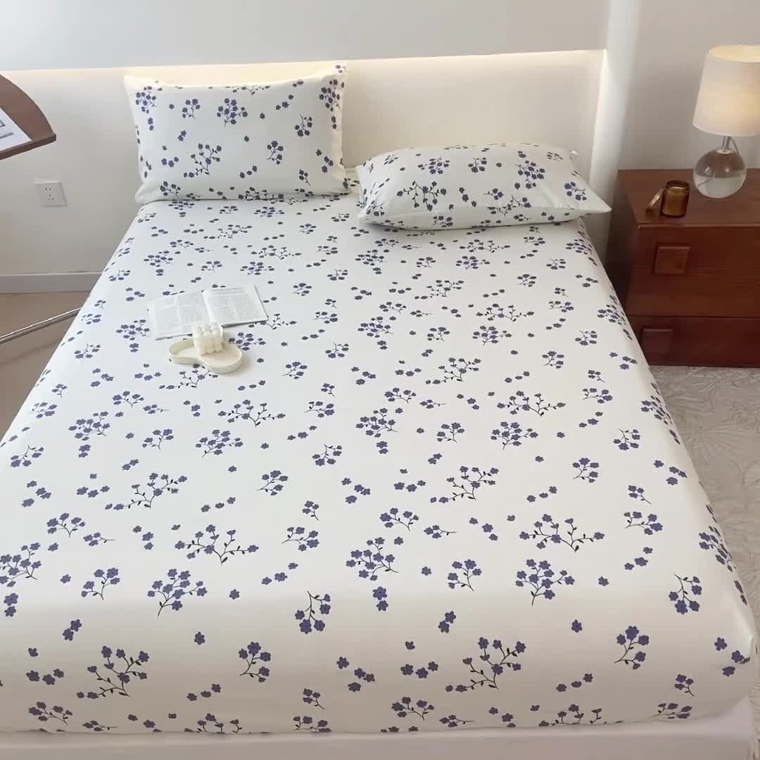 91家纺网 家纺一手货源 找家纺 火星时代 2023新款A类床笠罩棉小竺棉床笠保护套纯色床罩床垫罩床套 芬芳