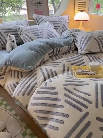 91家纺网 家纺一手货源 找家纺 慕尚 2025新款5D雪花绒单品系列-单被套 素蓝