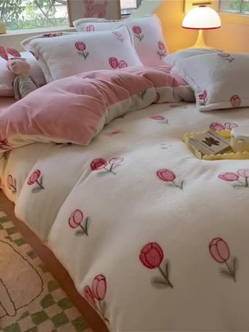 91家纺网 家纺一手货源 找家纺 慕尚 2025新款5D雪花绒单品系列-单被套 玫瑰之恋