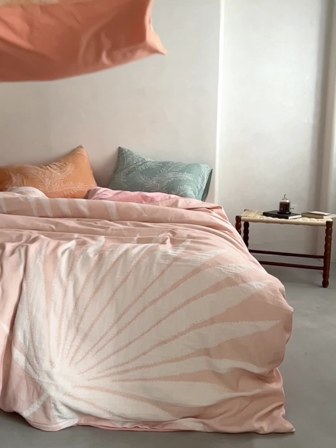 91家纺网 家纺一手货源 找家纺 安莱生活 2023新品舞叶单品被套福利独 家系列 舞叶-嫩粉