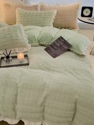 91家纺网 家纺一手货源 找家纺 总金爱家 2023新款全消光牛奶绒A类纯色獭兔毛绒立体牛奶绒四件套