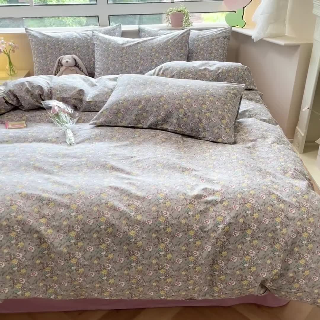 91家纺网 家纺一手货源 找家纺 柠馨 2023新款13376全棉Ins博主风四件套 亦涵