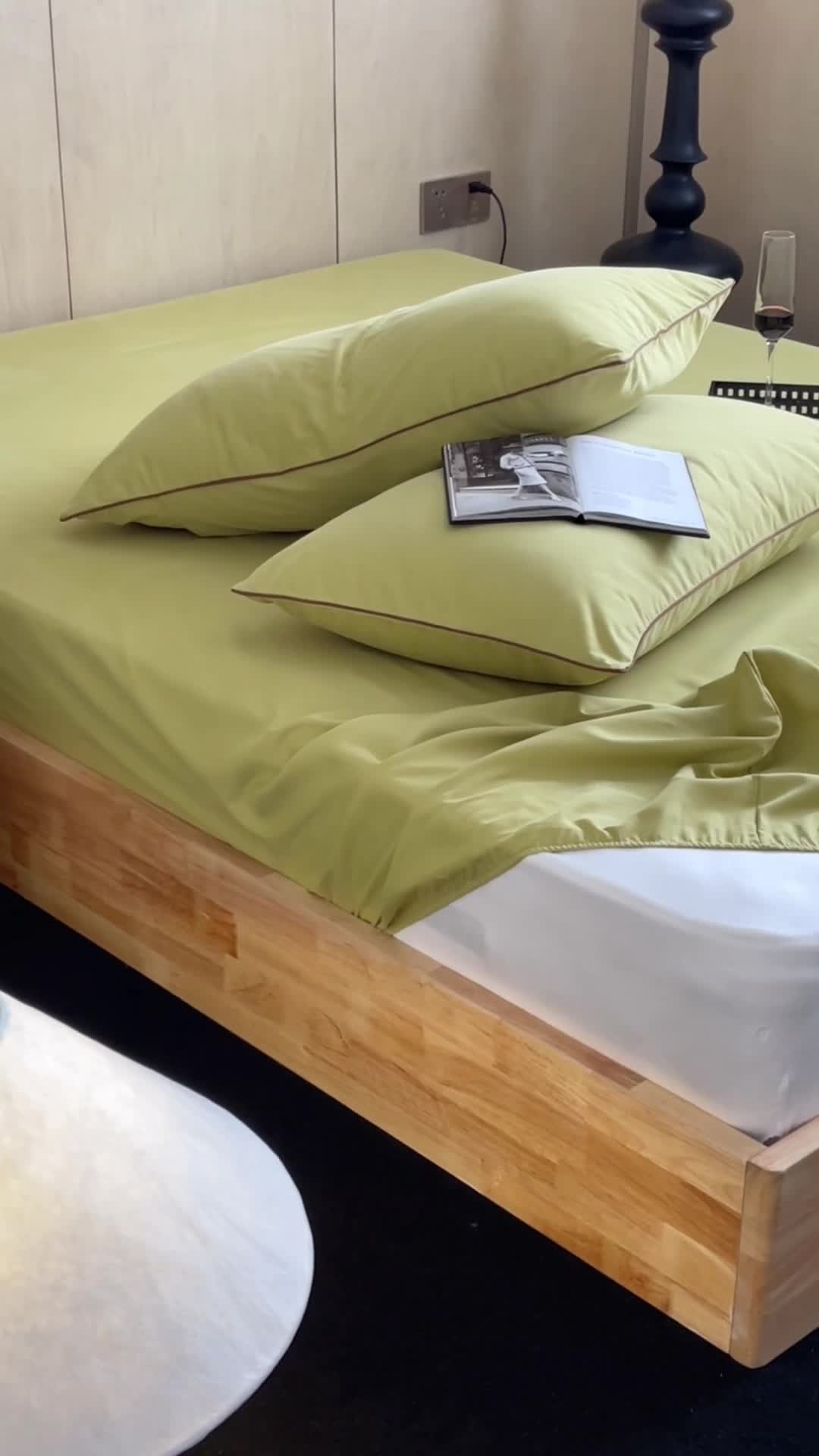 91家纺网 家纺一手货源 找家纺 三味舒屋 2024新款加厚50s全棉磨毛单品床笠床单系列 初秋绿