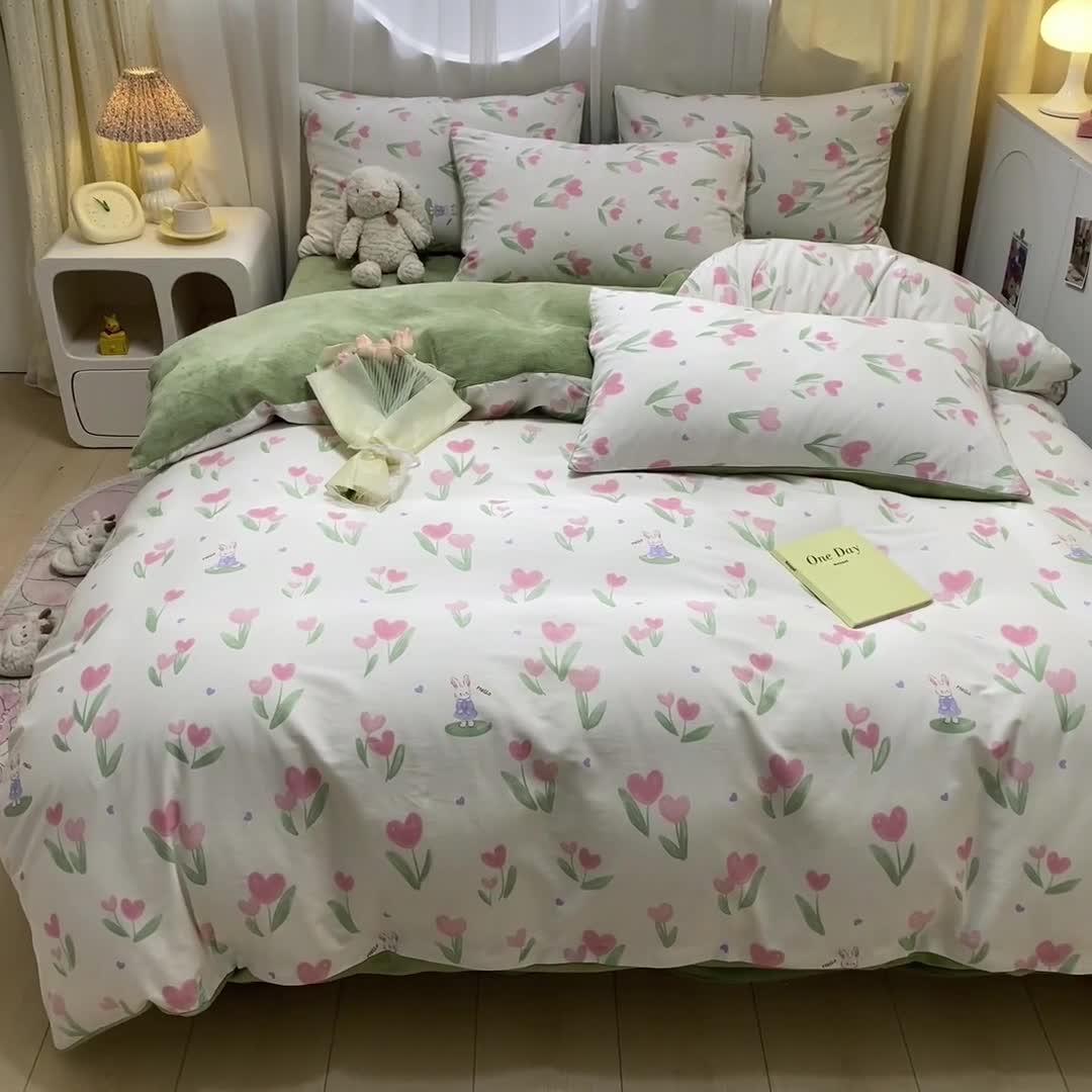 91家纺网 家纺一手货源 找家纺 曼之夏 2023新款棉加绒四件套 兔小姐-棉加绒