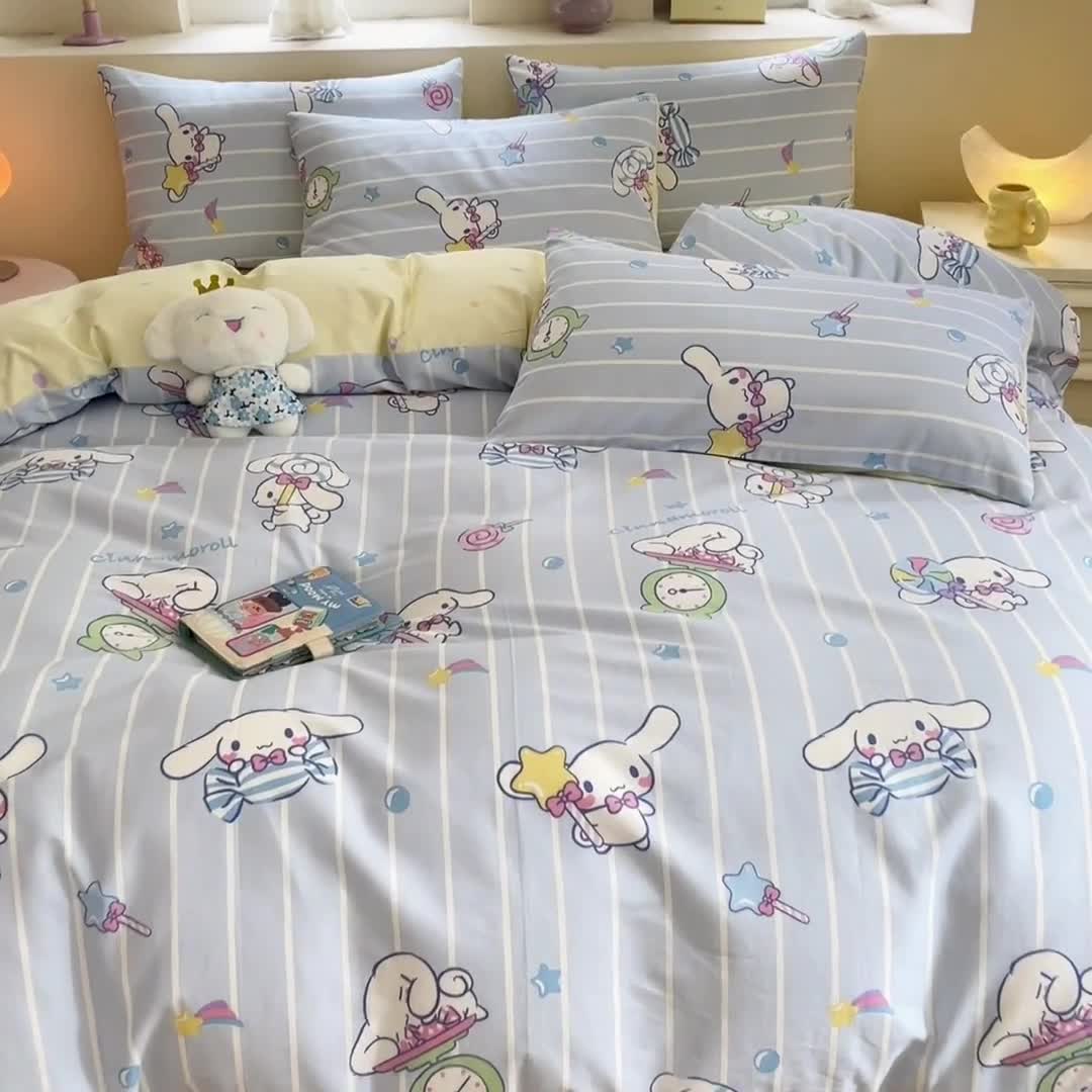 91家纺网 家纺一手货源 找家纺 曼之夏 2023新款全棉三丽鸥卡通四件套 星星大耳狗