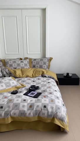 91家纺网 家纺一手货源 找家纺 旷野 2023新款全棉磨毛轻奢四件套 松花