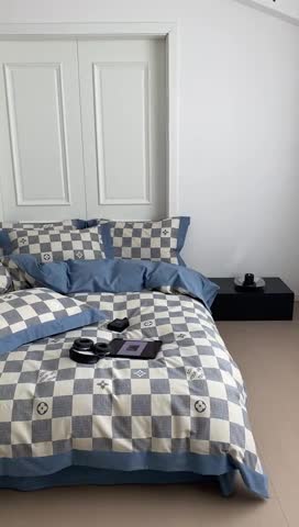 91家纺网 家纺一手货源 找家纺 旷野 2023新款全棉磨毛轻奢四件套 深海