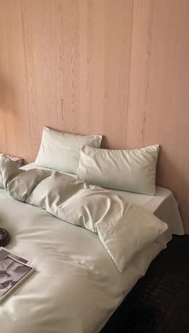 91家纺网 家纺一手货源 找家纺 旷野 2023新款纯色磨毛四件套 果绿