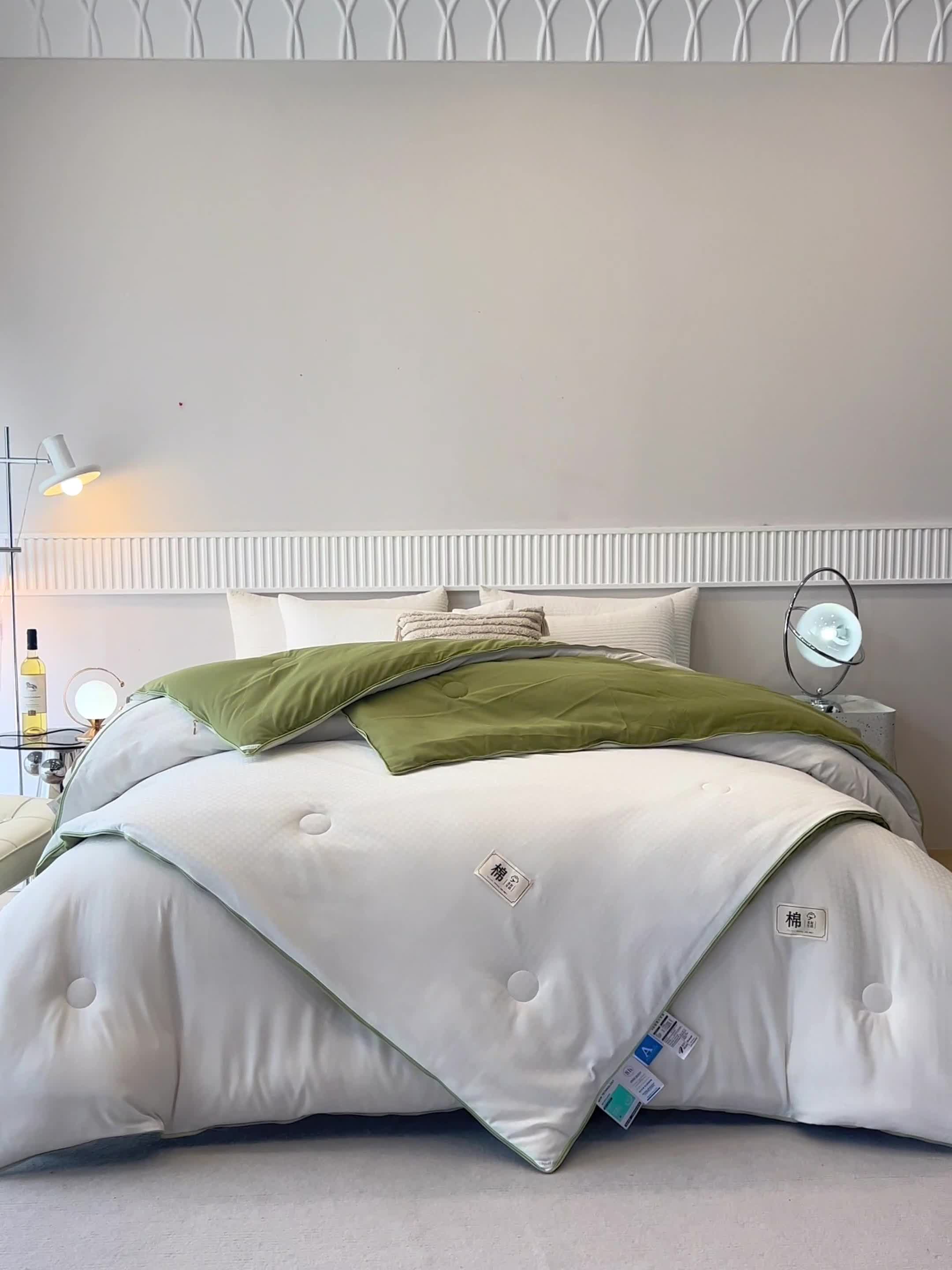 91家纺网 家纺一手货源 找家纺 总好宜2025新款原棉双拼提花大豆被二合一拉链款子母被春秋冬被子夏被学生宿舍被褥