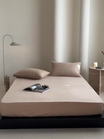 91家纺网 家纺一手货源 找家纺 鹿班家居 2023新款100s全棉磨毛单品床笠 古巴咖