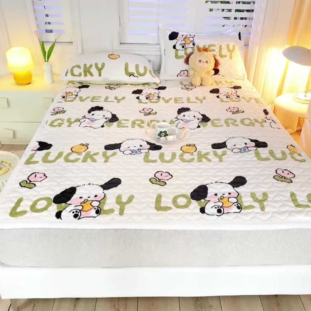 91家纺网 家纺一手货源 找家纺 米柳家纺 2023新款牛奶绒床垫床护垫薄款秋冬保暖床垫床褥子 欢乐狗狗
