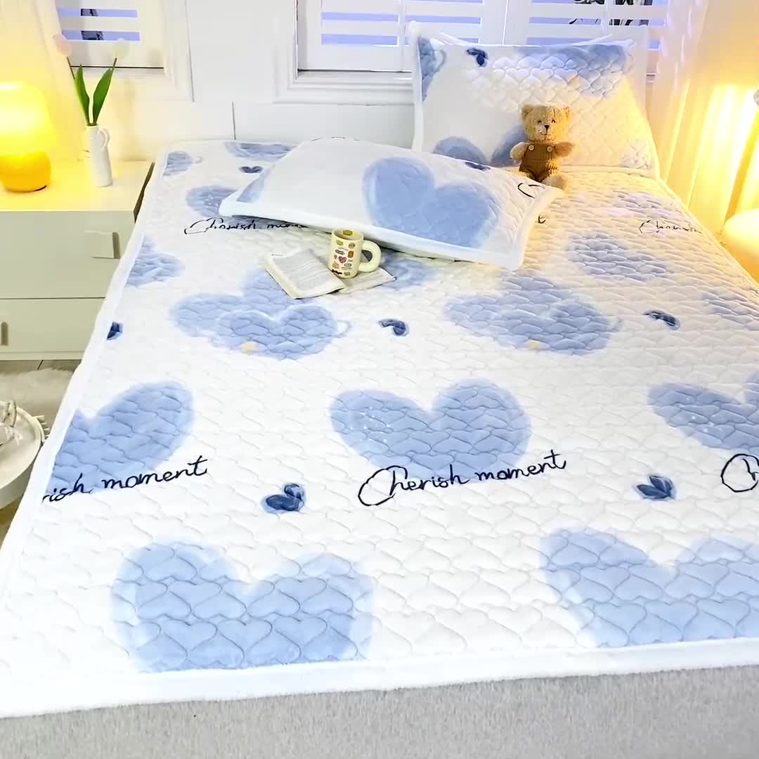 91家纺网 家纺一手货源 找家纺 米柳家纺 2023新款牛奶绒床垫床护垫薄款秋冬保暖床垫床褥子 怦然心动