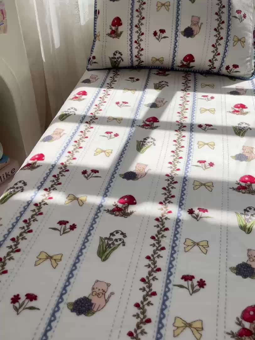 91家纺网 家纺一手货源 找家纺 总 安哆啦家纺 2024新款高克重牛奶绒印花单床笠