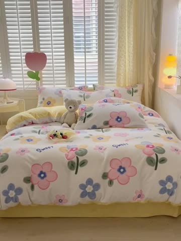 91家纺网 家纺一手货源 找家纺 古吉梦 2023新增牛奶绒印花（跑量款）多彩花