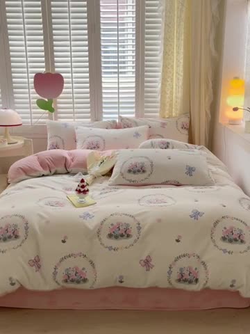 91家纺网 家纺一手货源 找家纺 古吉梦 2023新增牛奶绒印花（跑量款） 花园兔