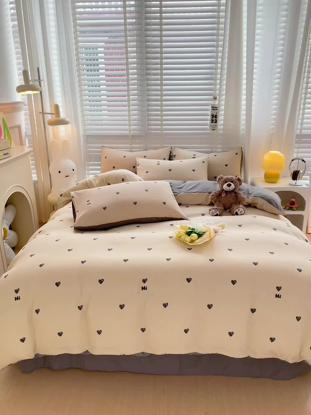 91家纺网 家纺一手货源 找家纺 暖芯优选2023新款超柔有氧小竺提花棉双层纱学生四件套 莫里