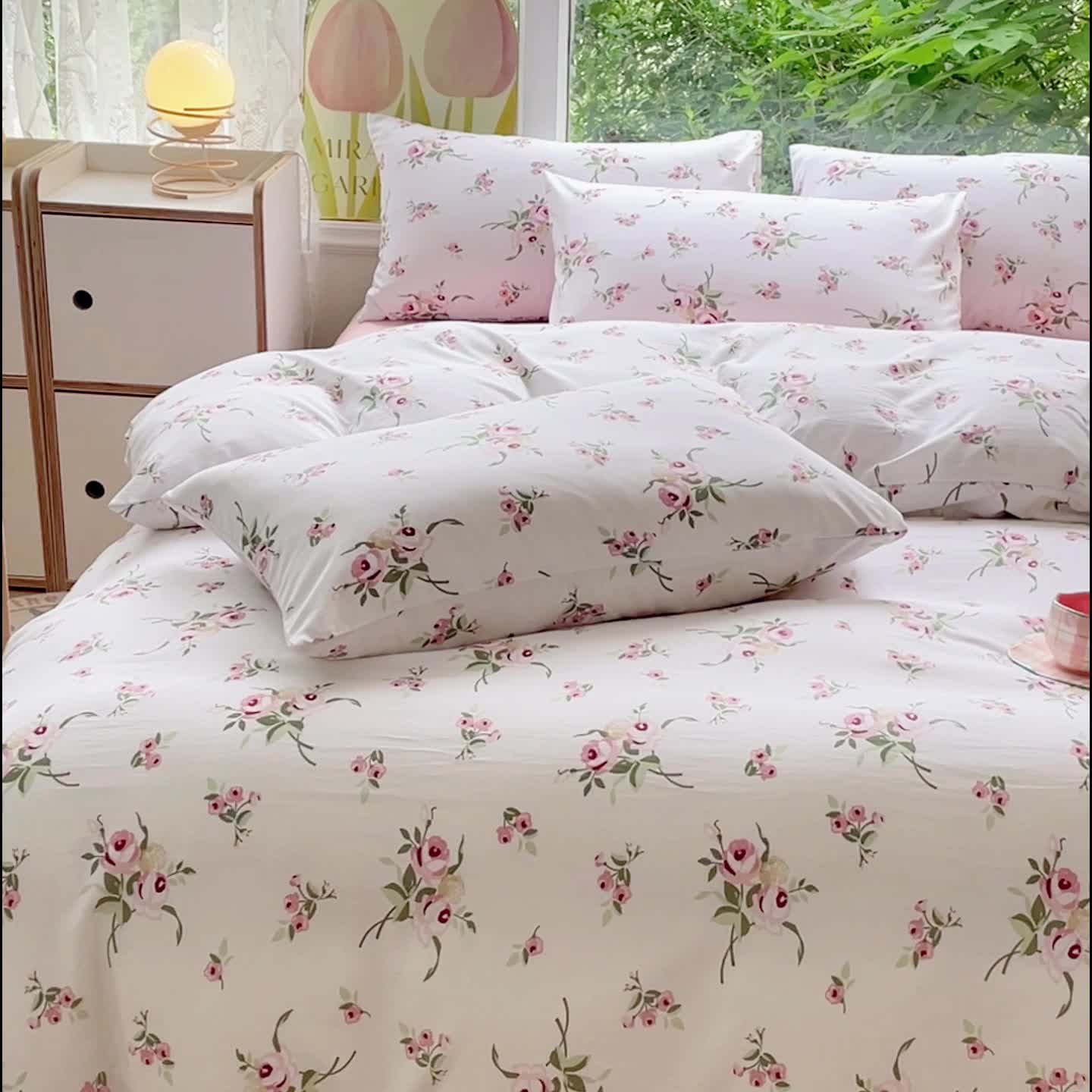 91家纺网 家纺一手货源 找家纺 暖芯优选 2023直播热款超柔水洗棉双层纱四件套 如颜