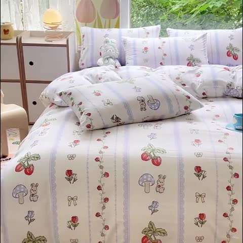 91家纺网 家纺一手货源 找家纺 暖芯优选 2023直播热款超柔水洗棉双层纱四件套 百园