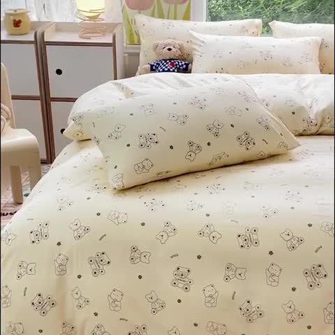 91家纺网 家纺一手货源 找家纺 （总）暖芯优选 2023直播热款超柔水洗棉双层纱四件套