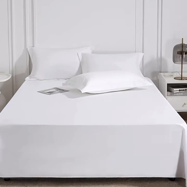 91家纺网 家纺一手货源 找家纺 2023年新款星级酒店宾馆床上用品专用白色纯棉被单加厚美容院床单9